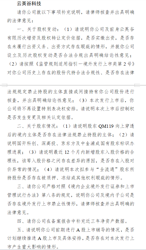 云英谷科技港股上市收证监会反馈意见：请说明国开科创、深高投、京东方及中金浦成国有股东标识办理进展